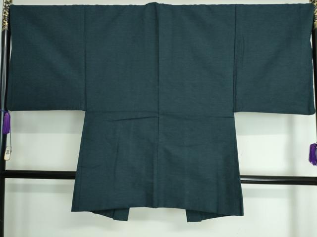 平和屋着物■極上　男性　紬　アンサンブル　長羽織(羽織紐付き)・長襦袢(袷)　3点セット　濃藍色地　逸品　DZAA7806kh5