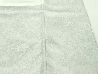 平和屋本店●極上　世界的友禅作家　千地泰弘　訪問着　刺繍　花唐草文　白鼠色地　暈し染め　金銀糸　逸品　DZAA7808kh6