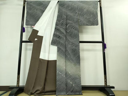 平和屋本店■極上　十日町　名門　滝泰謹製　訪問着　相良刺繍　よろけ縞　暈し染め　金銀糸　逸品　DZAA7827kh5