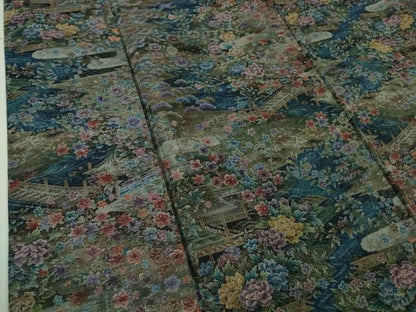 平和屋着物■極上　都喜ヱ門　本場大島紬　総絣　渡橋風景花文　藤絹織物謹製　逸品　DZAA7829kh5