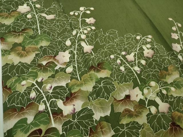 平和屋着物■極上　夏物　ファッションデザイナー 花井幸子　訪問着　単衣　草花文　麹塵色地　逸品　DZAA7844kh5