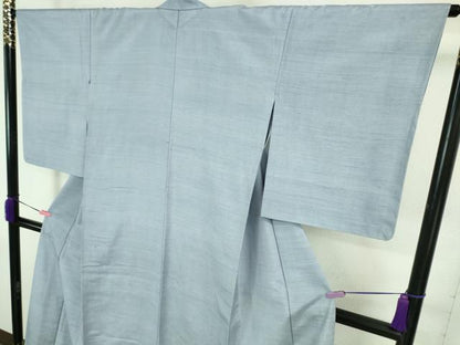 平和屋着物■極上　紬　単衣　色無地　ベイビーブルー色　逸品　未使用　DZAA7849kh5
