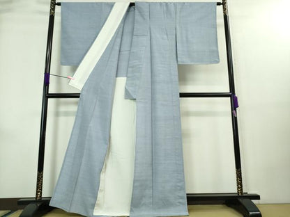 平和屋着物■極上　紬　単衣　色無地　ベイビーブルー色　逸品　未使用　DZAA7849kh5