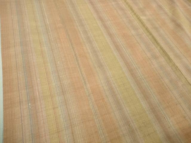 平和屋着物▽極上 紅花紬 米沢 単衣 間道 逸品 未使用 DZAA7850kh5