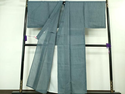 平和屋着物■極上　男性　夏物　本場小千谷ちぢみ　麻　色無地　薄花色　証紙付き　逸品　未使用　DZAA7864kh5