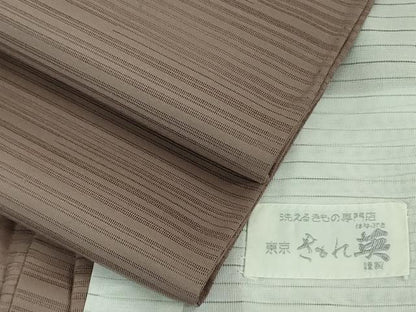平和屋着物＊極上 夏物 洗える最高級着物 ＜英＞はなぶさ謹製 色無地 変わり絽 梅鼠色 逸品 DZAA7865kh5