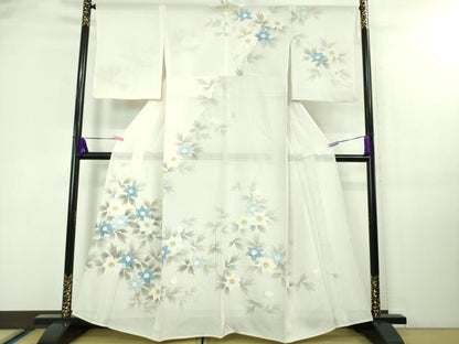 平和屋着物■極上　夏物　訪問着　絽　手描き　鉄線花　枝花文　逸品　DZAA7870kh5