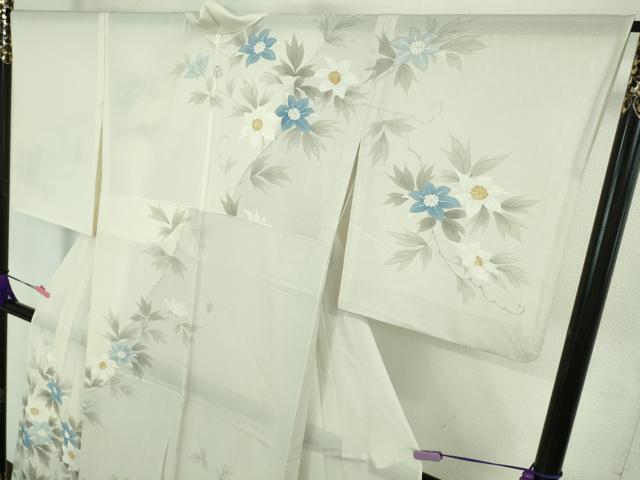 平和屋着物■極上　夏物　訪問着　絽　手描き　鉄線花　枝花文　逸品　DZAA7870kh5