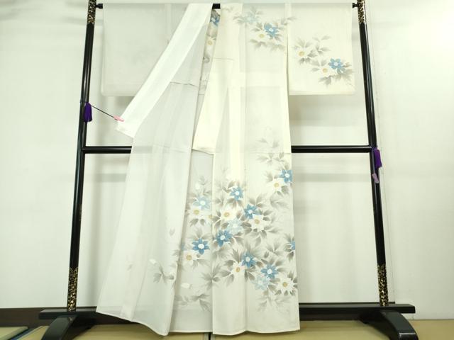 平和屋着物■極上　夏物　訪問着　絽　手描き　鉄線花　枝花文　逸品　DZAA7870kh5