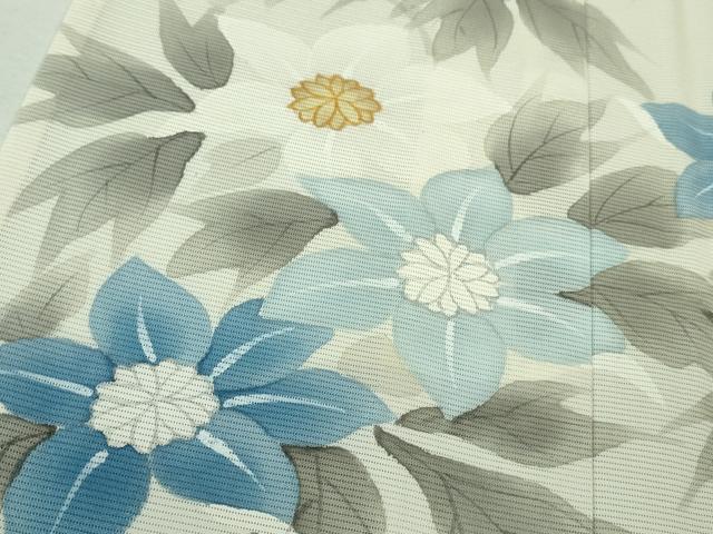 平和屋着物■極上　夏物　訪問着　絽　手描き　鉄線花　枝花文　逸品　DZAA7870kh5