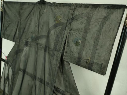 平和屋着物▽極上 訪問着 無双 紗袷 紗×紗 雪輪花文 黒地 逸品 DZAA7871kh5