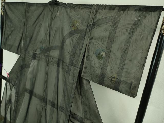 平和屋着物▽極上 訪問着 無双 紗袷 紗×紗 雪輪花文 黒地 逸品 DZAA7871kh5