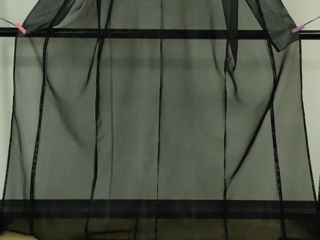 平和屋着物＊極上 夏物 撫松庵 小紋 紗 笹竹花文 黒地 洗える着物 逸品 DZAA7873kh5