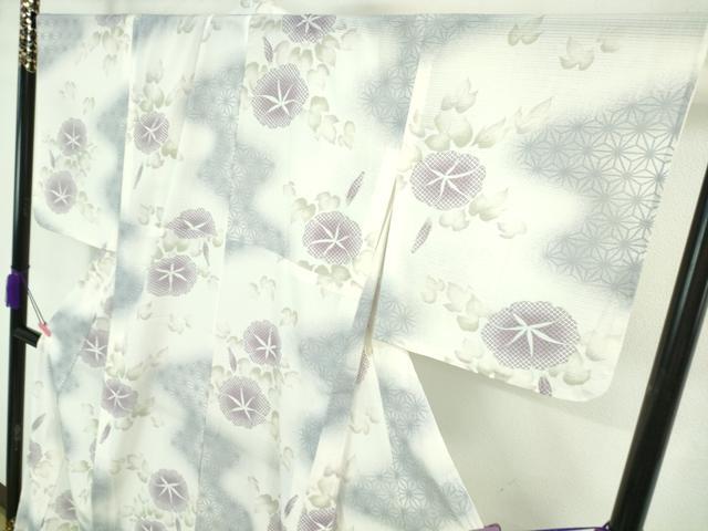 平和屋着物∴極上 夏物 撫松庵 小紋・浴衣兼用 セオアルファ 絽縮緬 朝顔 暈し染め 洗える着物 逸品 未使用 DZAA7874kh5
