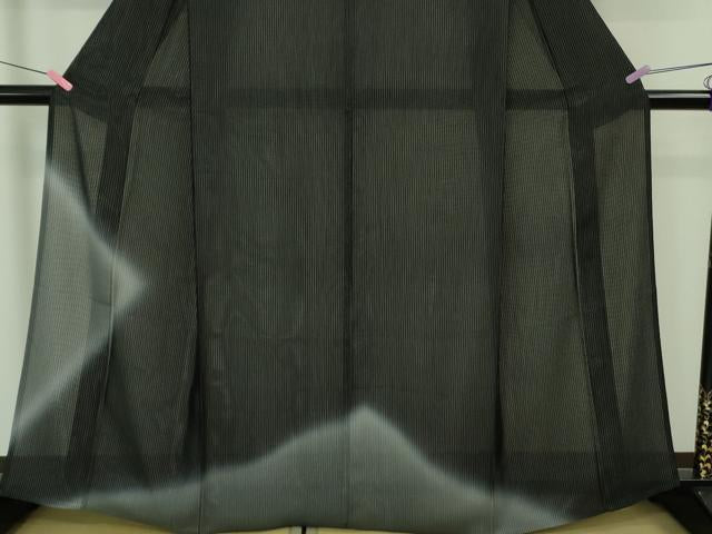 平和屋着物▽極上 訪問着 無双 紗袷 紗×絽 縞 暈し染め 黒地 やまと誂製 逸品 DZAA7875kh5