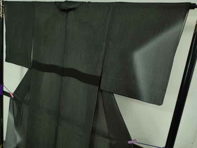 平和屋着物▽極上 訪問着 無双 紗袷 紗×絽 縞 暈し染め 黒地 やまと誂製 逸品 DZAA7875kh5