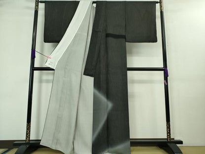 平和屋着物▽極上 訪問着 無双 紗袷 紗×絽 縞 暈し染め 黒地 やまと誂製 逸品 DZAA7875kh5