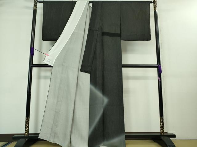 平和屋着物▽極上 訪問着 無双 紗袷 紗×絽 縞 暈し染め 黒地 やまと誂製 逸品 DZAA7875kh5