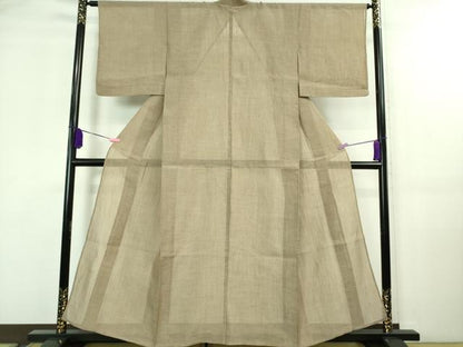 平和屋着物■極上　夏物　本場小千谷ちぢみ　麻　色無地　柴染色　逸品　DZAA7877kh5