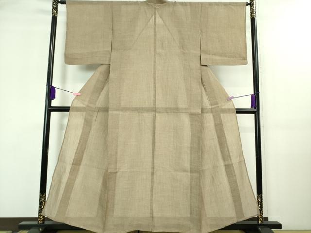 平和屋着物■極上　夏物　本場小千谷ちぢみ　麻　色無地　柴染色　逸品　DZAA7877kh5