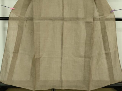 平和屋着物■極上　夏物　本場小千谷ちぢみ　麻　色無地　柴染色　逸品　DZAA7877kh5