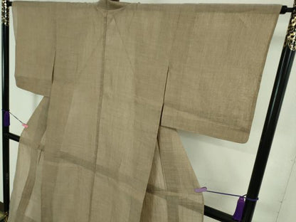 平和屋着物■極上　夏物　本場小千谷ちぢみ　麻　色無地　柴染色　逸品　DZAA7877kh5