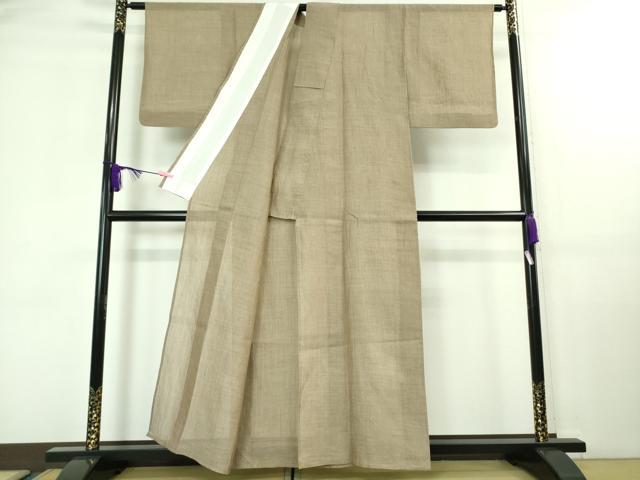平和屋着物■極上　夏物　本場小千谷ちぢみ　麻　色無地　柴染色　逸品　DZAA7877kh5