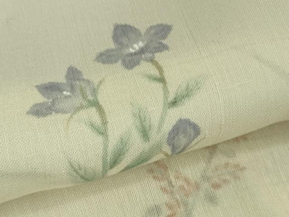 平和屋着物■極上　夏物　絹芭蕉　訪問着　手描き　すすき　枝花文　暈し染め　白梅鼠色地　逸品　DZAA7878kh5