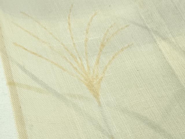 平和屋着物■極上　夏物　絹芭蕉　訪問着　手描き　すすき　枝花文　暈し染め　白梅鼠色地　逸品　DZAA7878kh5