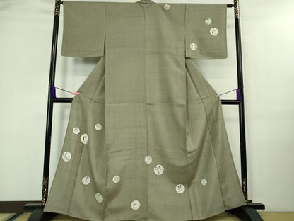 平和屋着物▽極上 訪問着 単衣 紬地 手描き ゴルフ 河童 カッパ 兎 鹿 灰汁色地 逸品 未使用 DZAA7879kh5