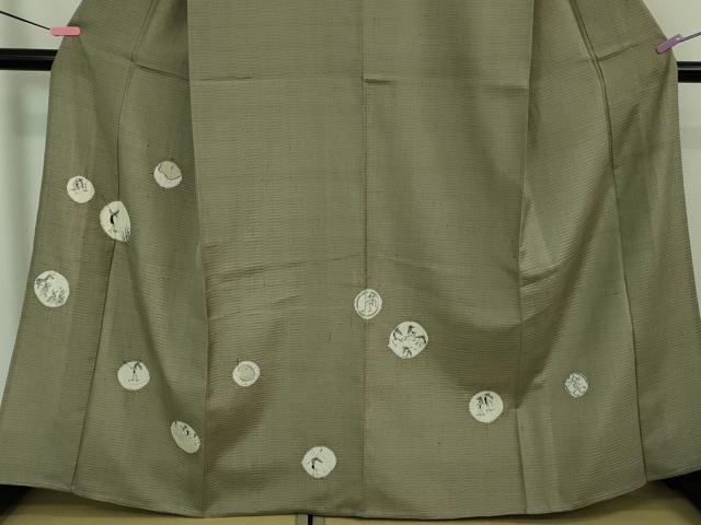平和屋着物▽極上 訪問着 単衣 紬地 手描き ゴルフ 河童 カッパ 兎 鹿 灰汁色地 逸品 未使用 DZAA7879kh5