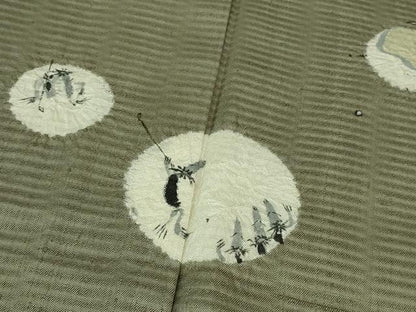 平和屋着物▽極上 訪問着 単衣 紬地 手描き ゴルフ 河童 カッパ 兎 鹿 灰汁色地 逸品 未使用 DZAA7879kh5