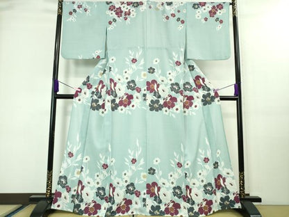 平和屋着物＊極上 夏物 撫松庵 訪問着 枝花文 金彩 セオアルファ 洗える着物逸品 DZAA7884kh5