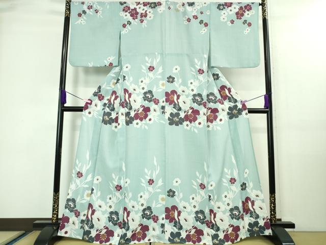 平和屋着物＊極上 夏物 撫松庵 訪問着 枝花文 金彩 セオアルファ 洗える着物逸品 DZAA7884kh5