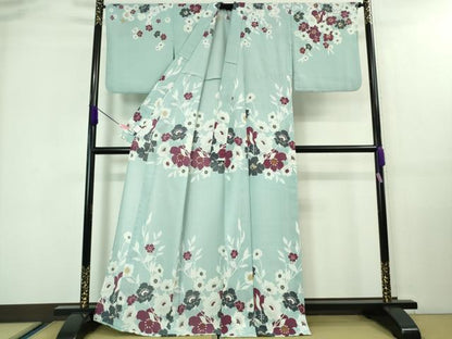 平和屋着物＊極上 夏物 撫松庵 訪問着 枝花文 金彩 セオアルファ 洗える着物逸品 DZAA7884kh5