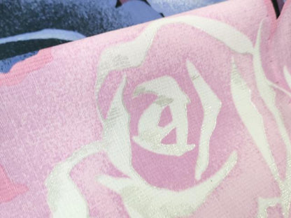 平和屋着物∴極上 夏物 小紋・浴衣兼用 薔薇 バラ 縞 黒地 銀彩 逸品 和風館 セオアルファ 洗える着物 DZAA7888kh5