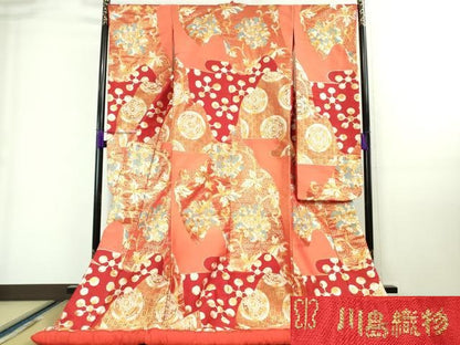 平和屋本店■極上　西陣　川島織物　色打掛　和装　婚礼　結婚式　花嫁　神社挙式　花唐草文　逸品　DZAA7893kh5