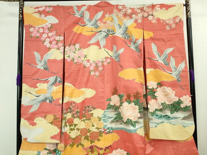 平和屋本店■極上　明綴れ　色打掛　和装　婚礼　結婚式　花嫁　神社挙式　孔雀花文　金糸　金通し地　逸品　DZAA7894kh5