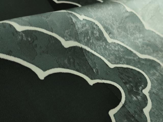 平和屋着物▽極上 染色作家 斉藤三才 小紋 単衣 間道 黒地 逸品 DZAA7896kh5