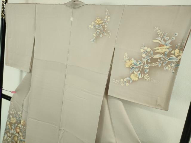平和屋着物●極上　創業460年・千總　訪問着　更紗花文　灰桜色地　暈し染め　金彩　大丸扱い　逸品　DZAA7904kh5