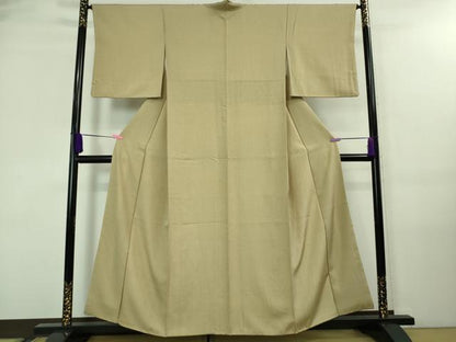 平和屋着物●極上 江戸小紋 菱文 白橡色×媚茶色 逸品 DZAA7911kh5