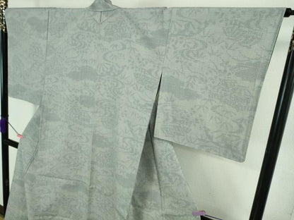 平和屋着物▽極上 結城紬 単衣 80亀甲 風景草花文 いしげ結城紬謹製 証紙付き 逸品 未使用 DZAA7919kh5