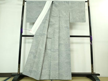 平和屋着物▽極上 結城紬 単衣 80亀甲 風景草花文 いしげ結城紬謹製 証紙付き 逸品 未使用 DZAA7919kh5