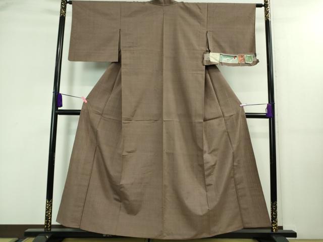 平和屋着物▽極上 越後小千谷地織紬 単衣 まわた 草木染 色無地 鴇浅葱色 証紙付き 逸品 未使用 DZAA7936kh5