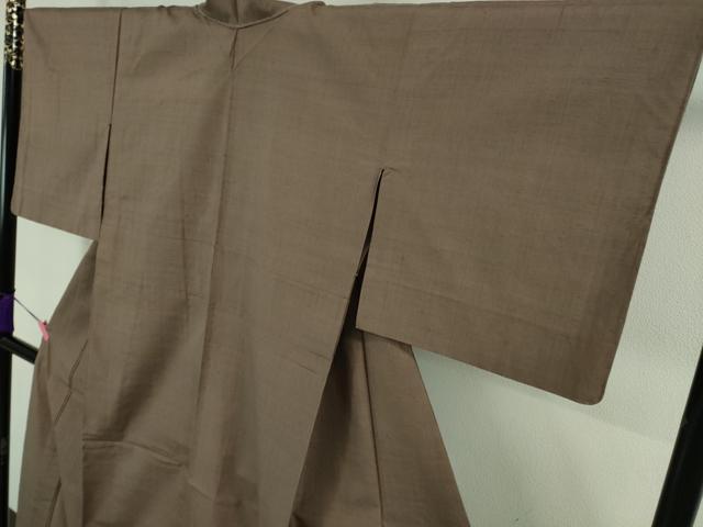 平和屋着物▽極上 越後小千谷地織紬 単衣 まわた 草木染 色無地 鴇浅葱色 証紙付き 逸品 未使用 DZAA7936kh5