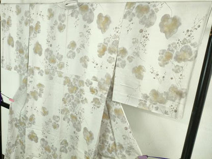 平和屋着物▽極上　小紋　単衣　お召地　南天蔦の葉　金彩　逸品　未使用　DZAA7941kh5