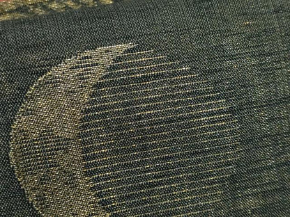 平和屋着物＊極上 夏物 六通柄袋帯 満月 三日月 黒地 金糸 逸品 DZAA7964kh5