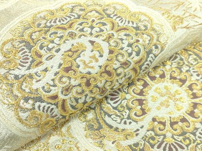 平和屋着物■極上　西陣の名門　加納幸謹製　六通柄袋帯　唐織　鏡裏花文　金銀糸　逸品　DZAA7972kh5