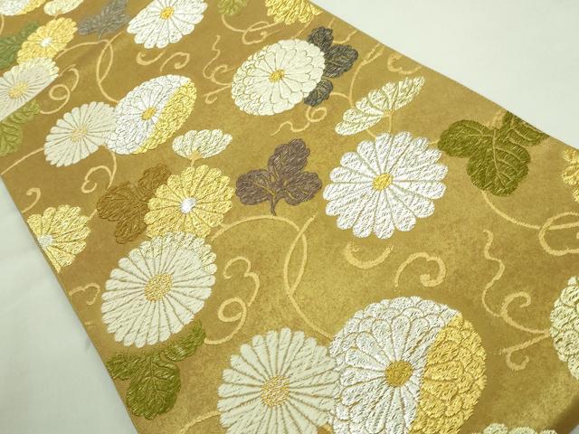 平和屋着物●極上 六通柄袋帯 二倍唐織 天然染 菊唐草 金銀糸 逸品 DZAA7982kh5