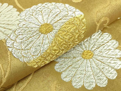 平和屋着物●極上 六通柄袋帯 二倍唐織 天然染 菊唐草 金銀糸 逸品 DZAA7982kh5